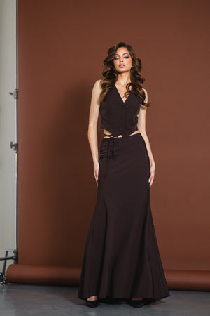 Maxi suit skirt Brown
