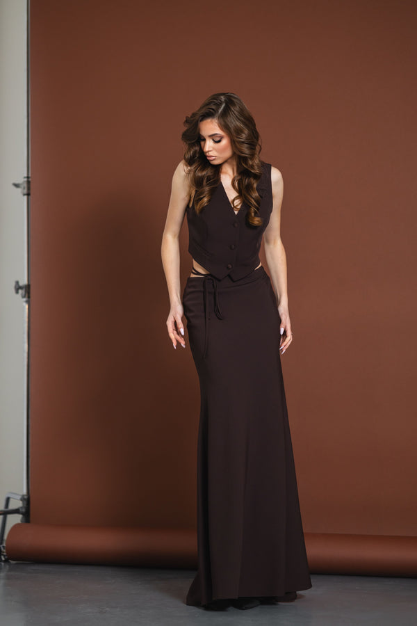 Maxi suit skirt Brown