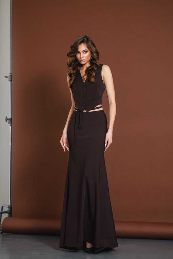 Maxi suit skirt Brown