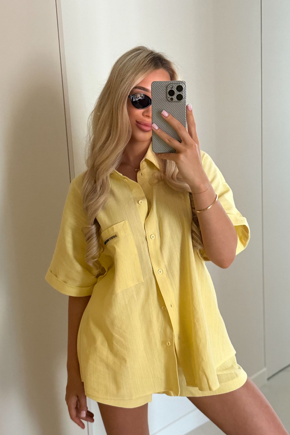 Dolce suit Shirt Shorts Linen Yellow