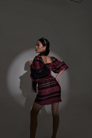 Vyshyvanka Print Dress Black