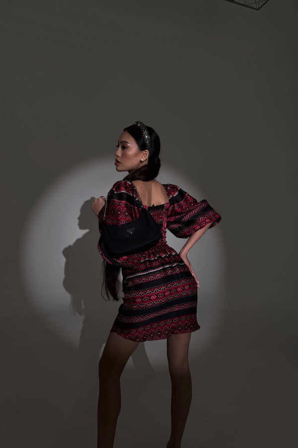 Vyshyvanka Print Dress Black