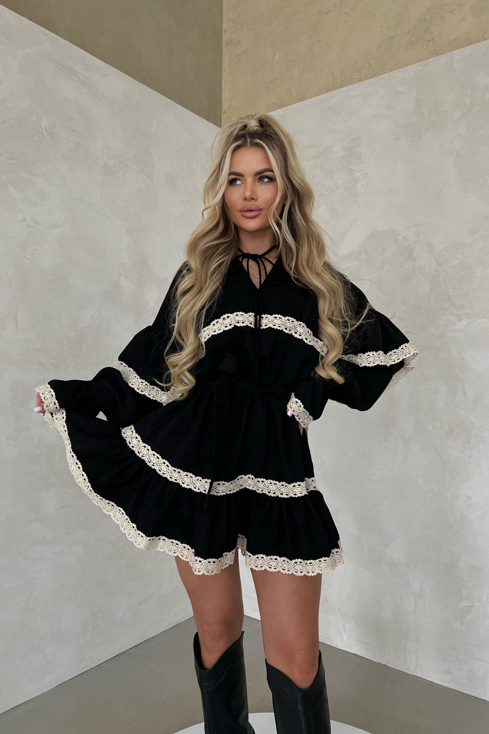 Mini Baby Dress Velvet  Black