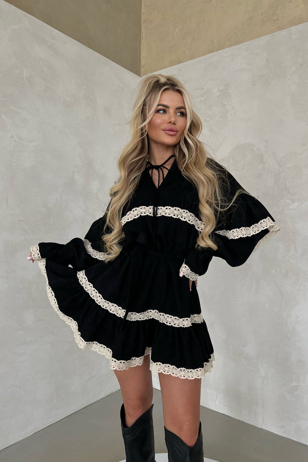 Mini Baby Dress Velvet  Black