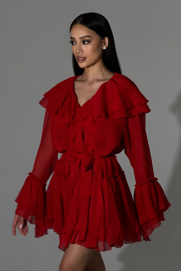 Dress Bianca Chiffon Red