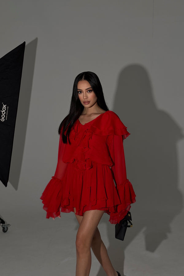 Dress Bianca Chiffon Red