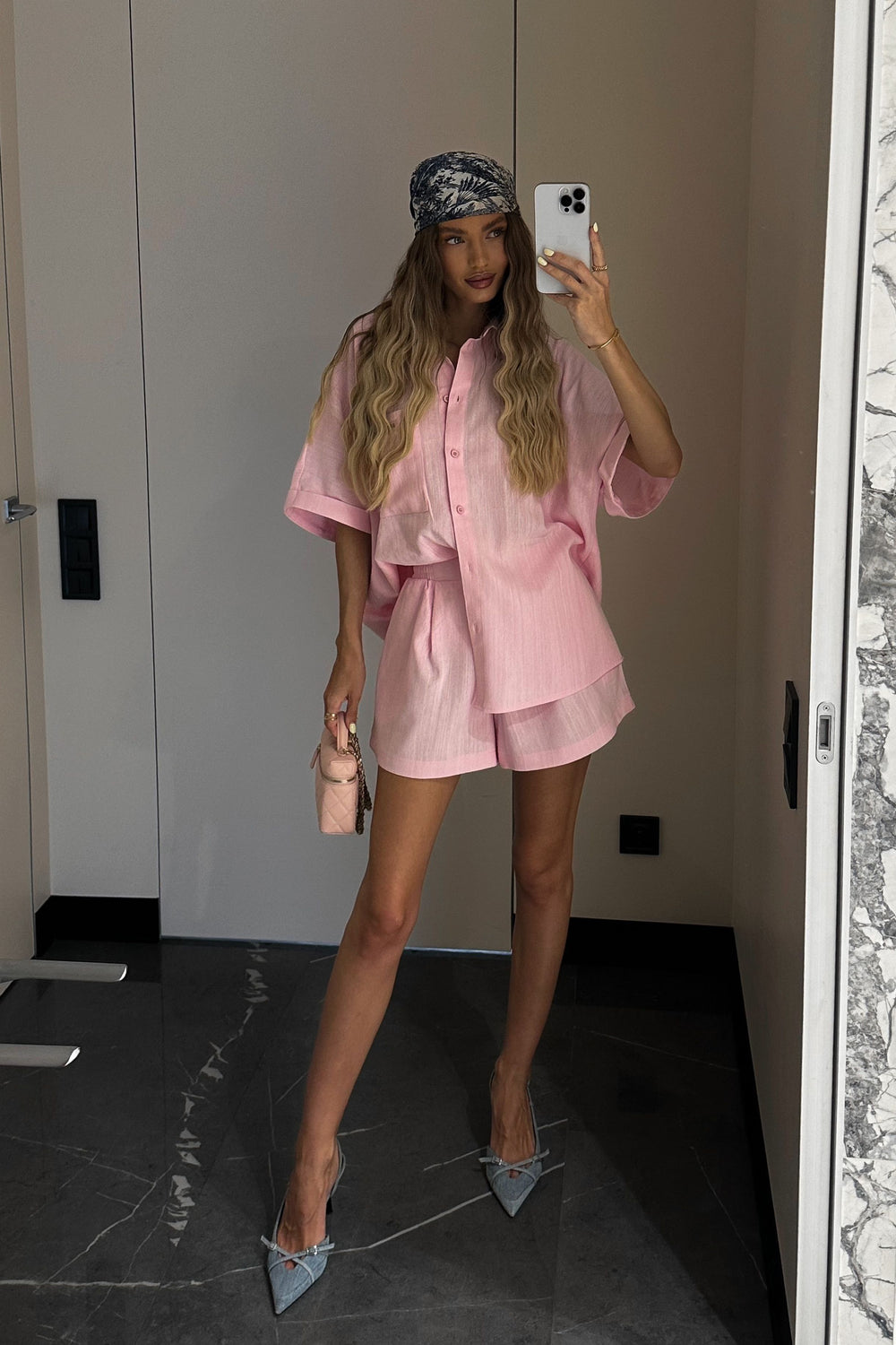 Dolce suit Shirt Shorts Linen Pink
