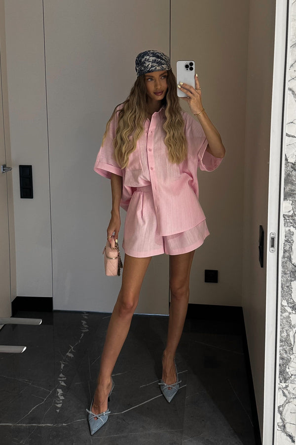Dolce suit Shirt Shorts Linen Pink
