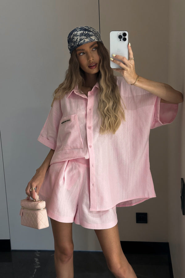 Dolce suit Shirt Shorts Linen Pink