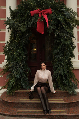 Organza blouse, beige