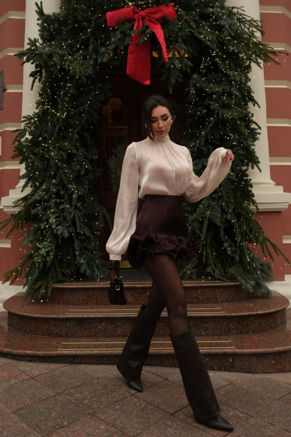 Organza blouse, beige