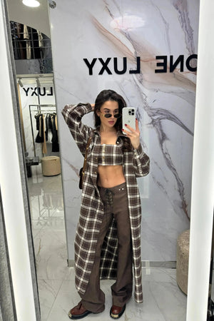 Midi Shirt Cardigan & Crop Top Set