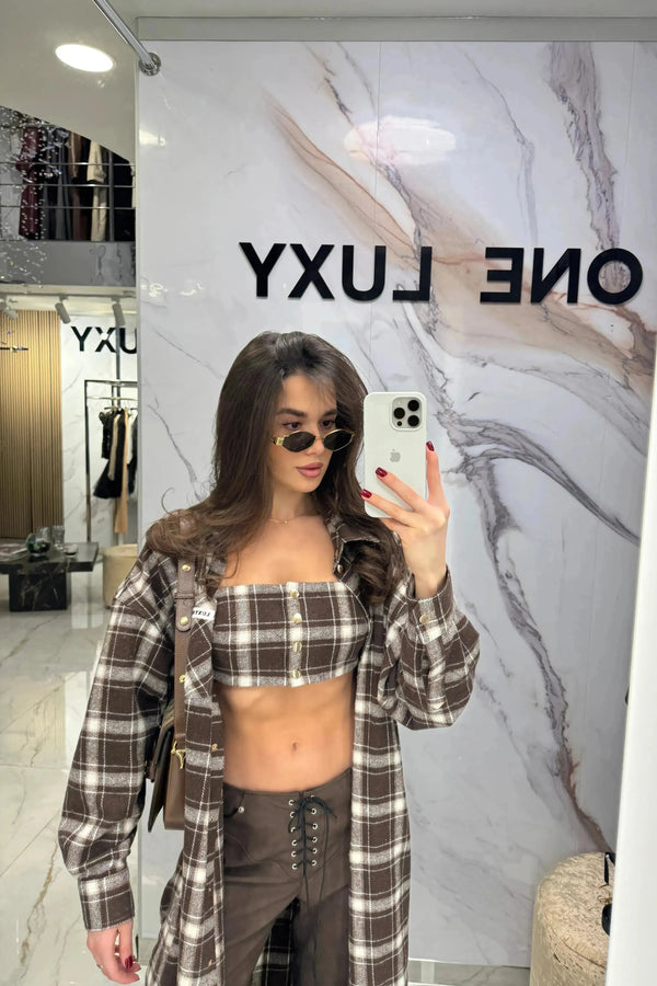 Midi Shirt Cardigan & Crop Top Set