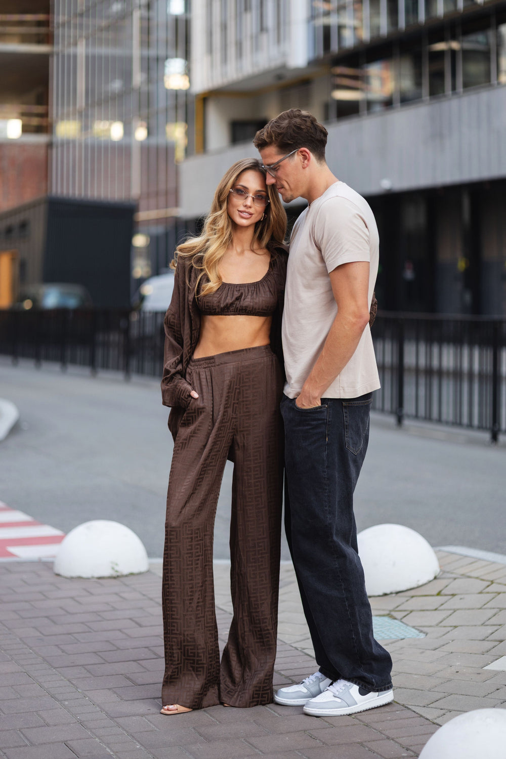 Pants Silk Jacquard Brown
