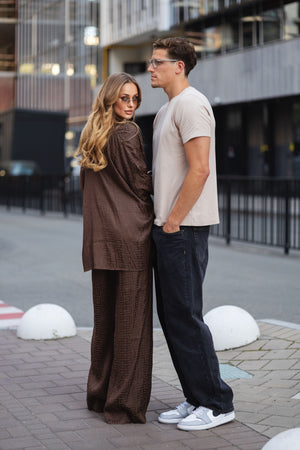 Shirt Bra Silk Jacquard Brown