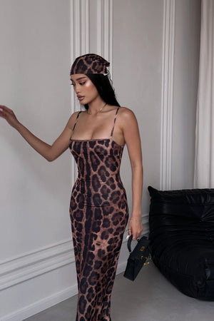 Luxi Leo Bandana Midi Dress – Crepe