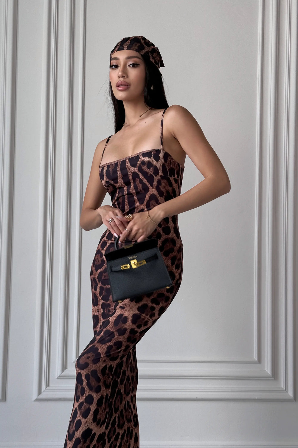 Luxi Leo Bandana Midi Dress – Crepe
