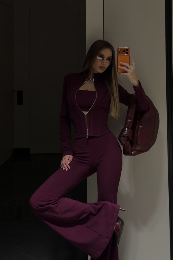 Three-piece suit made of fleece Burgundy