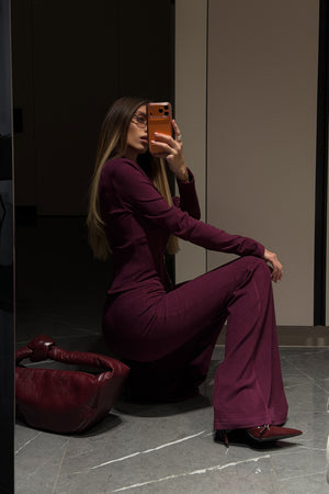 Three-piece suit made of fleece Burgundy