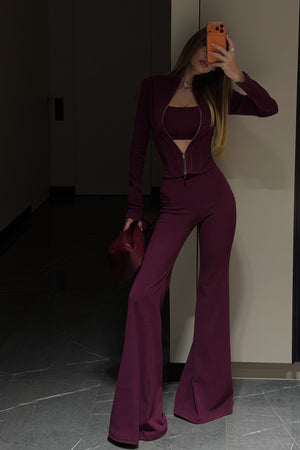 Three-piece suit made of fleece Burgundy