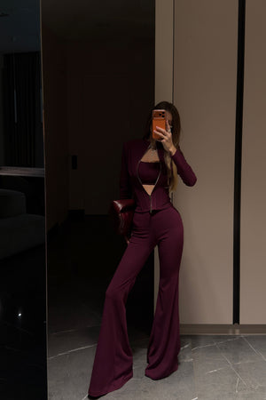 Three-piece suit made of fleece Burgundy