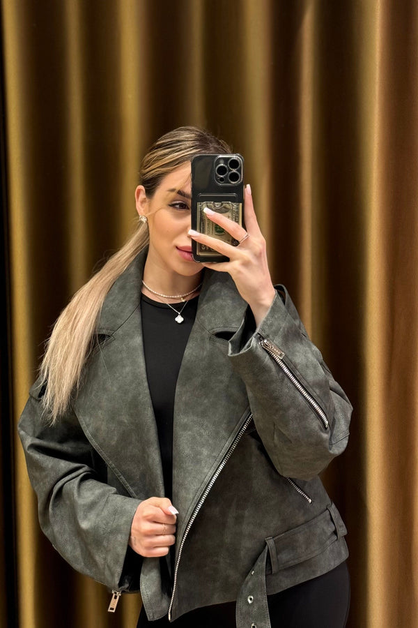 Eco leather jacket GRAY