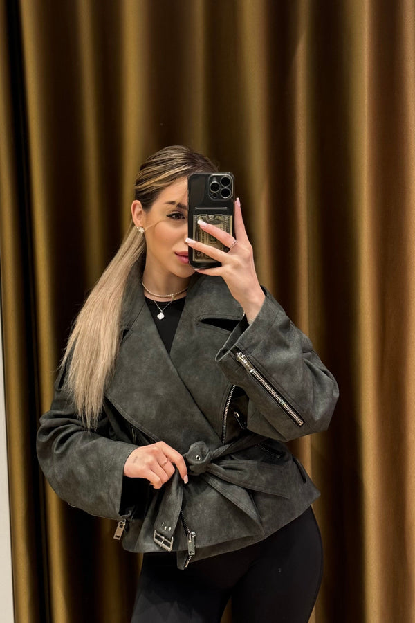 Eco leather jacket GRAY