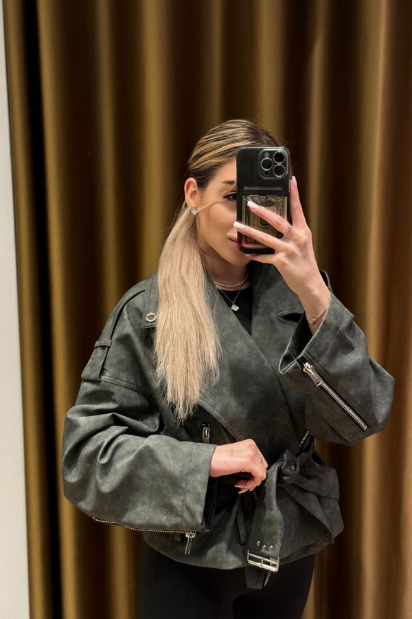 Eco leather jacket GRAY
