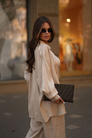 Shirt Bra Silk Jacquard Beige
