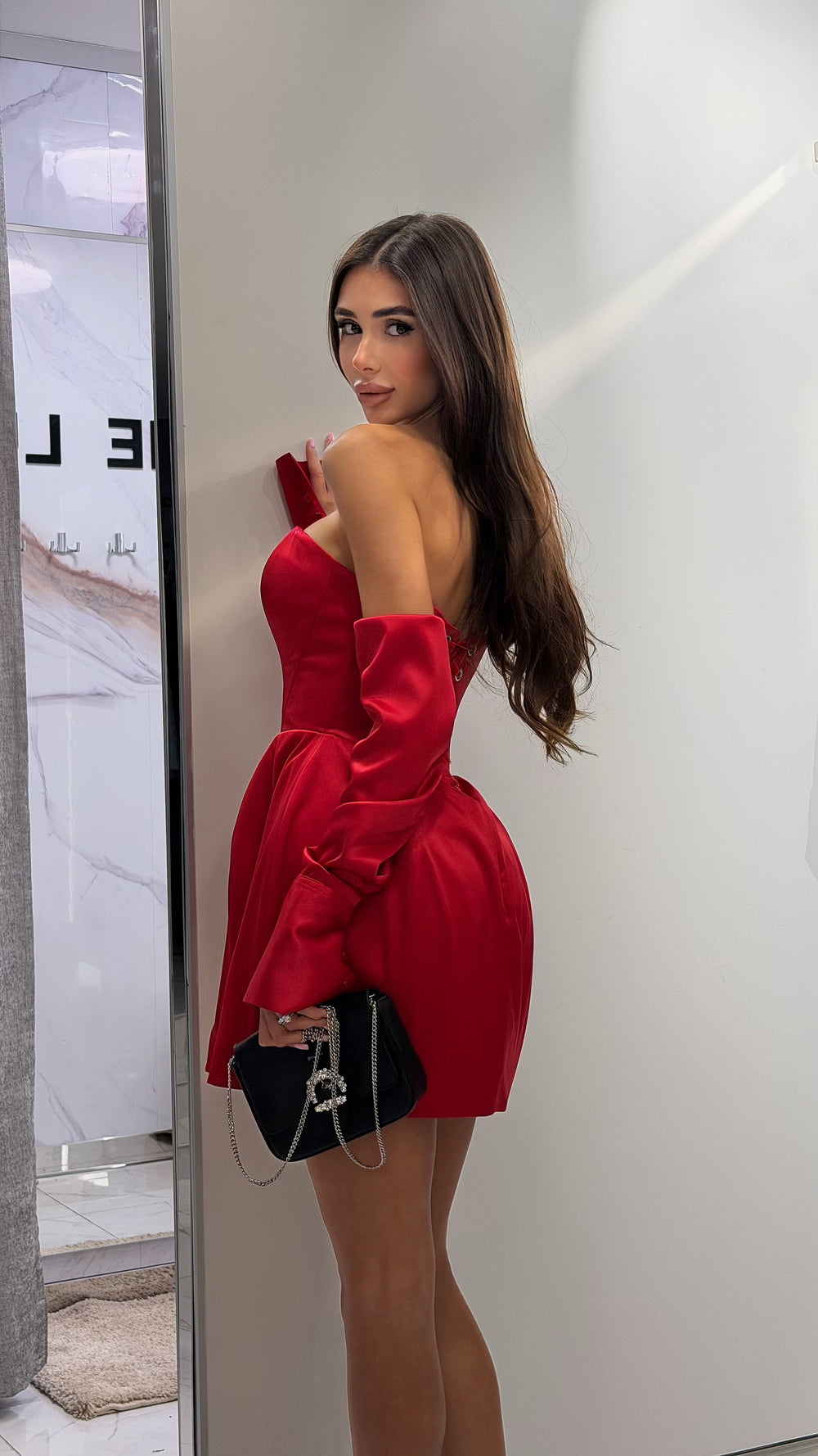 Peony Atlas Red Dress