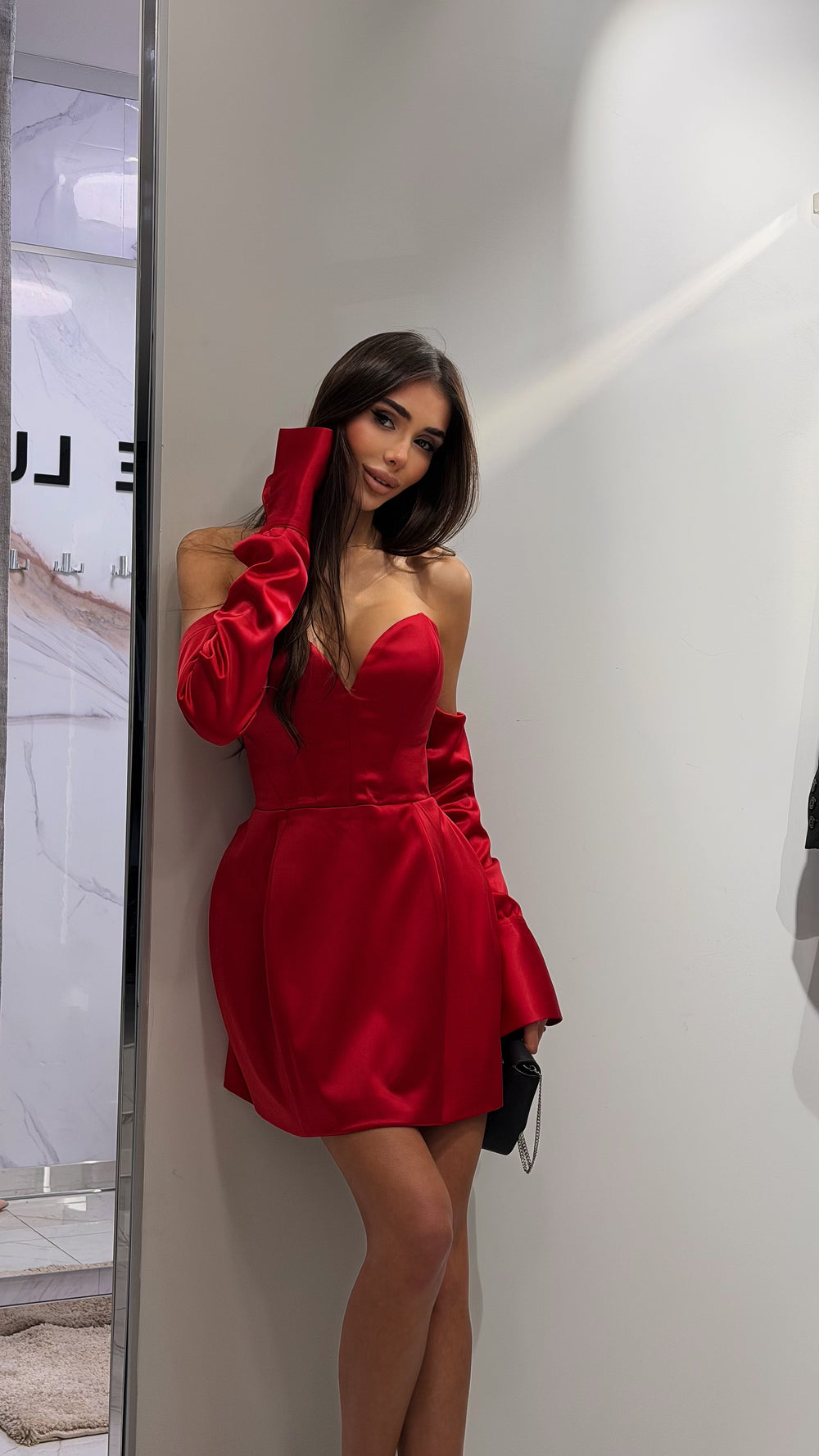 Peony Atlas Red Dress