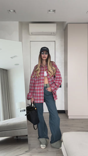 Сорочка Клітинка Футер Червоний